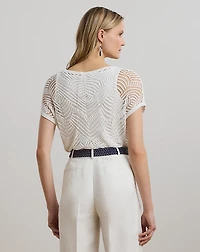 Geo-Motif Mesh Short-Sleeve Sweater