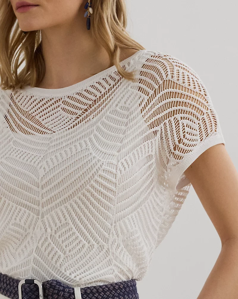Geo-Motif Mesh Short-Sleeve Sweater