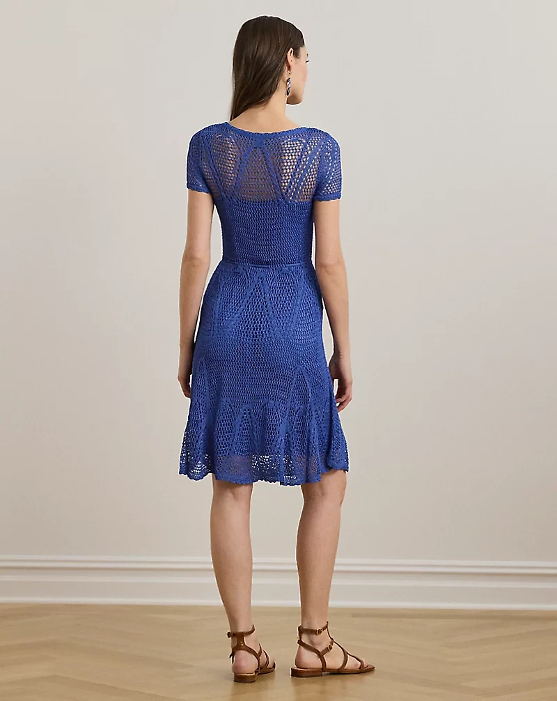 Pointelle Short-Sleeve Sweater Dress