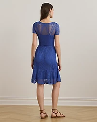 Pointelle Short-Sleeve Sweater Dress