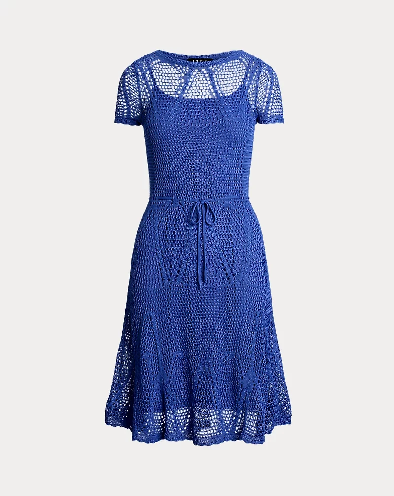 Pointelle Short-Sleeve Sweater Dress
