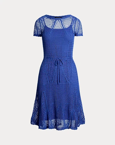 Pointelle Short-Sleeve Sweater Dress