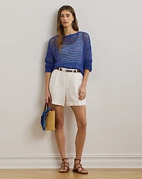 Pointelle-Knit Linen-Blend Sweater