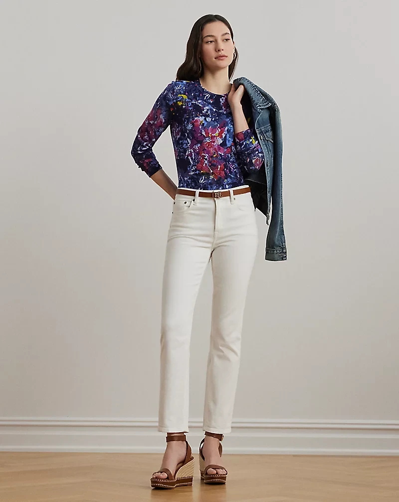 Print Cotton-Blend Sweater