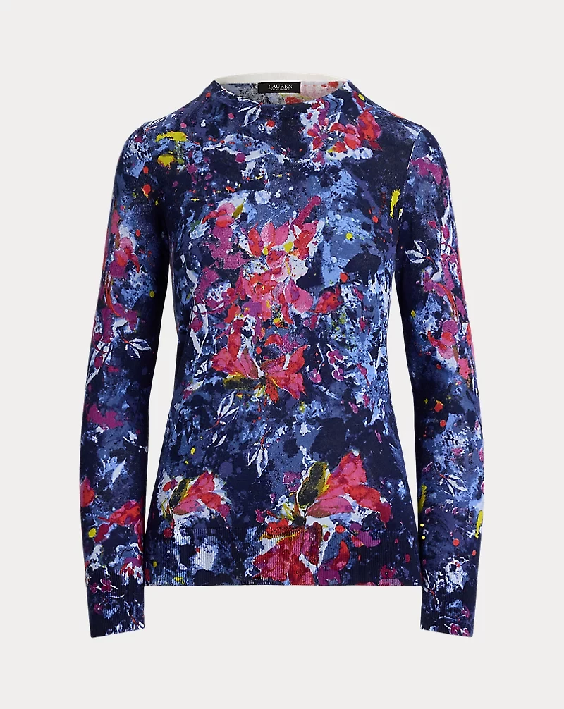 Print Cotton-Blend Sweater