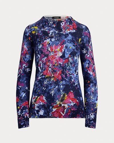Print Cotton-Blend Sweater