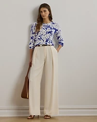 Print Cable-Knit Cotton Sweater