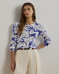 Print Cable-Knit Cotton Sweater