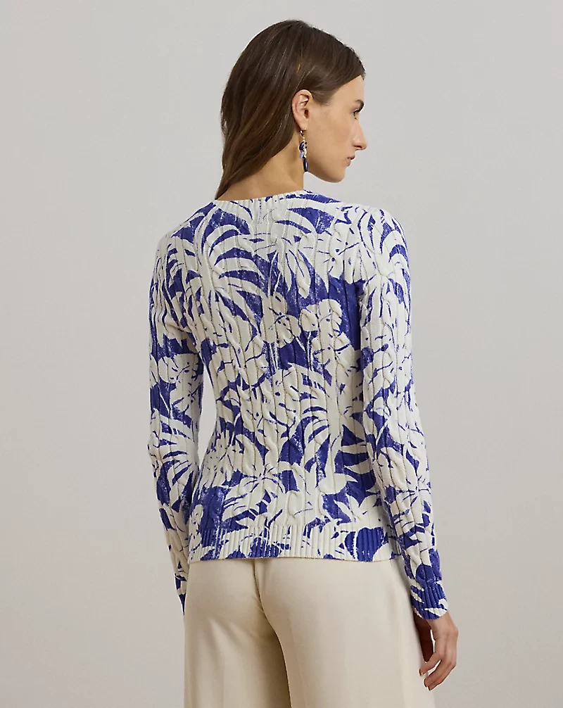 Print Cable-Knit Cotton Sweater
