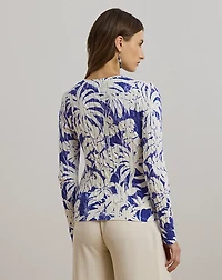 Print Cable-Knit Cotton Sweater