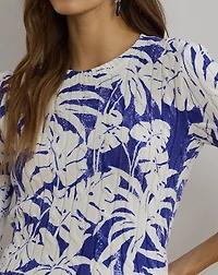 Print Cable-Knit Cotton Sweater