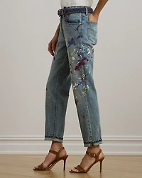 Print Boyfriend Tapered Ankle Jean