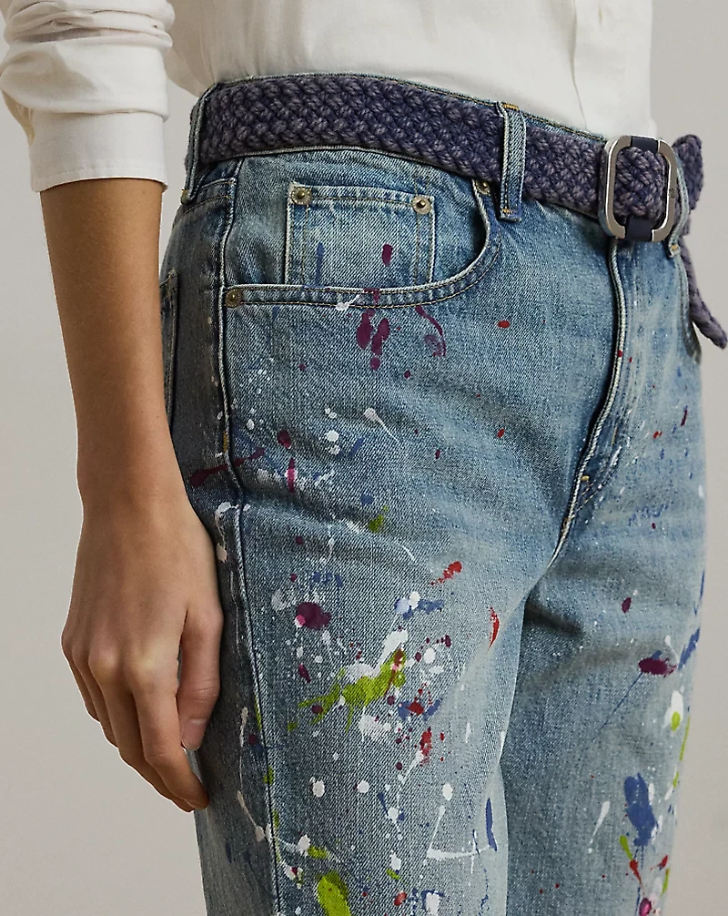 Print Boyfriend Tapered Ankle Jean