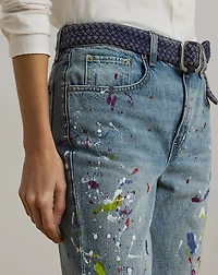 Print Boyfriend Tapered Ankle Jean