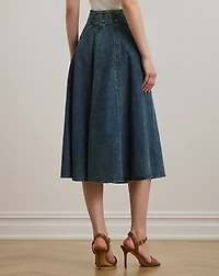 Denim Drawcord Midi Skirt