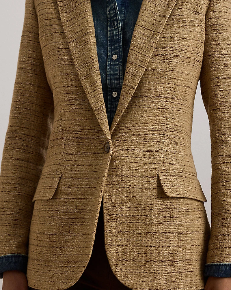Herringbone Linen-Blend Tweed Blazer