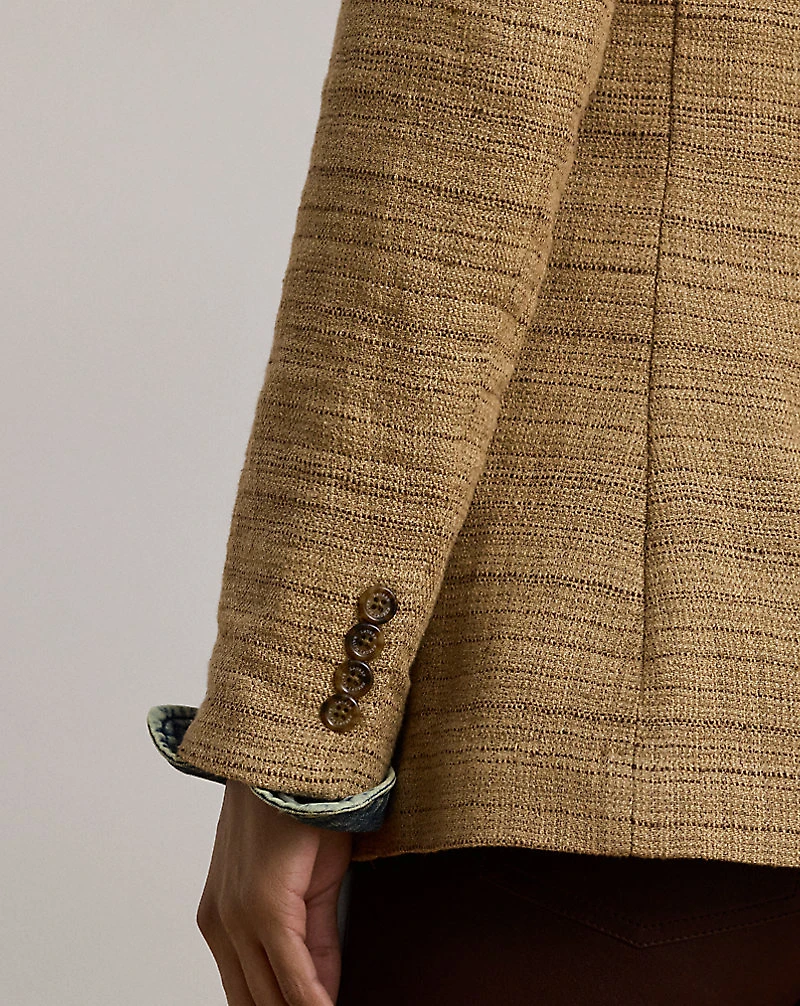 Herringbone Linen-Blend Tweed Blazer