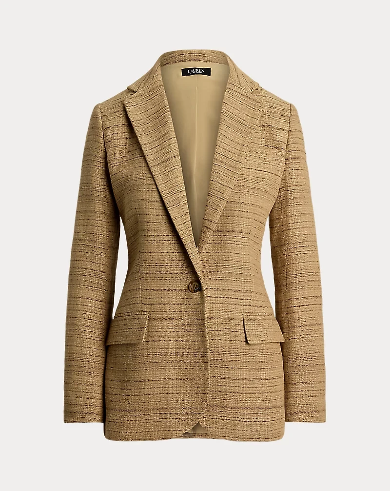 Herringbone Linen-Blend Tweed Blazer