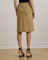 Herringbone Linen-Blend Tweed Skirt