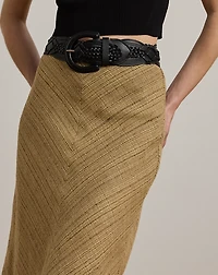 Herringbone Linen-Blend Tweed Skirt