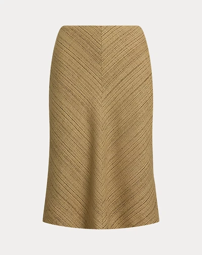Herringbone Linen-Blend Tweed Skirt