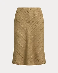 Herringbone Linen-Blend Tweed Skirt