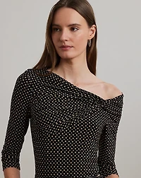 Geo-Print Jersey Off-the-Shoulder Top