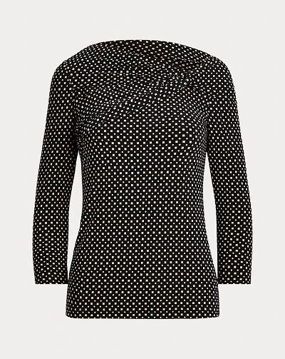 Geo-Print Jersey Off-the-Shoulder Top