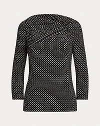 Geo-Print Jersey Off-the-Shoulder Top