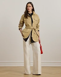 Linen-Blend Twill Wide-Leg Pant