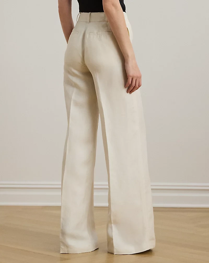 Linen-Blend Twill Wide-Leg Pant