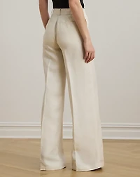 Linen-Blend Twill Wide-Leg Pant