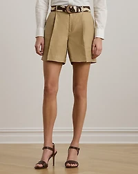 Pleated Linen-Blend Twill Short