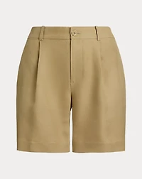Pleated Linen-Blend Twill Short