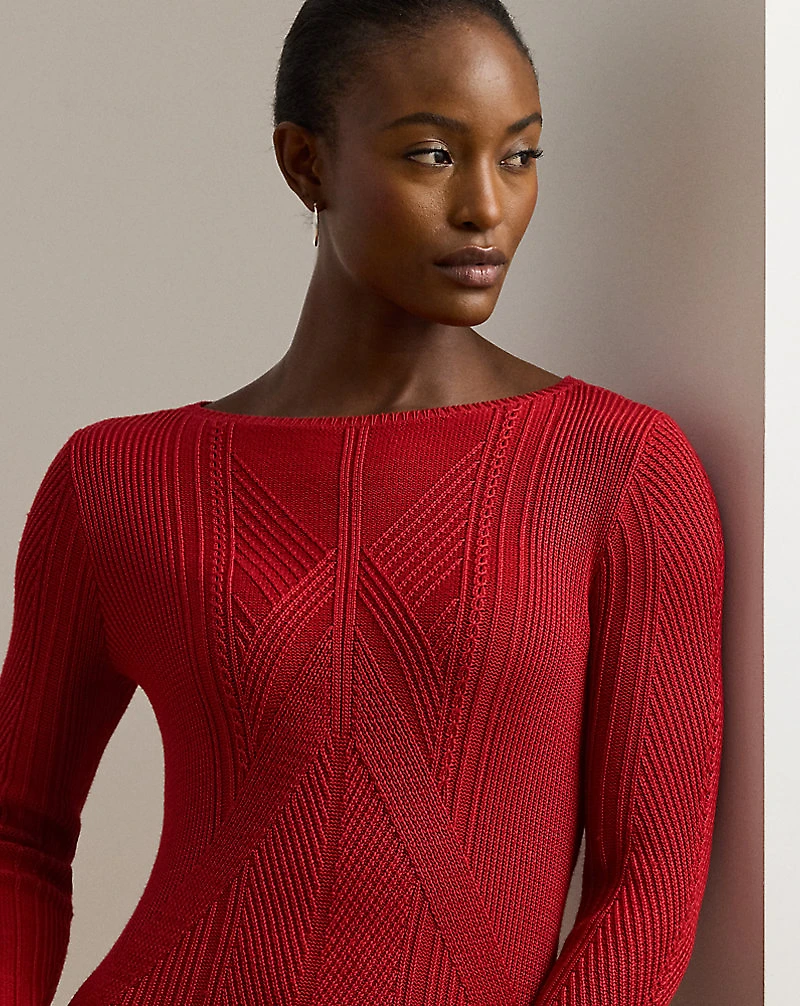 Pointelle Cotton-Blend Sweater Dress