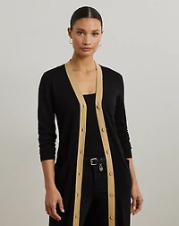 Two-Tone Cotton-Blend Cardigan