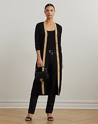 Two-Tone Cotton-Blend Cardigan