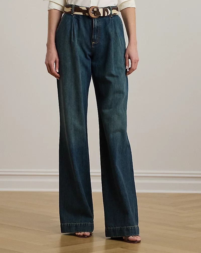 High-Rise Pleated Wide-Leg Jean