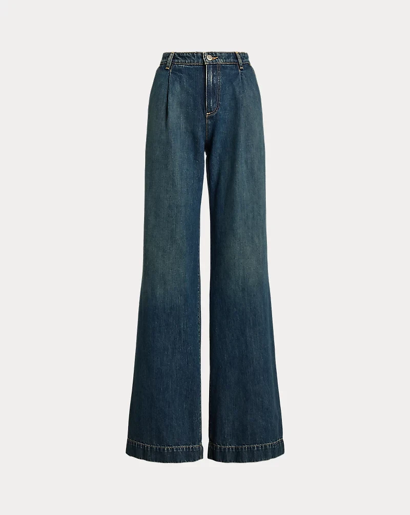 High-Rise Pleated Wide-Leg Jean
