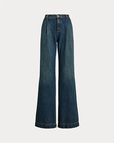 High-Rise Pleated Wide-Leg Jean