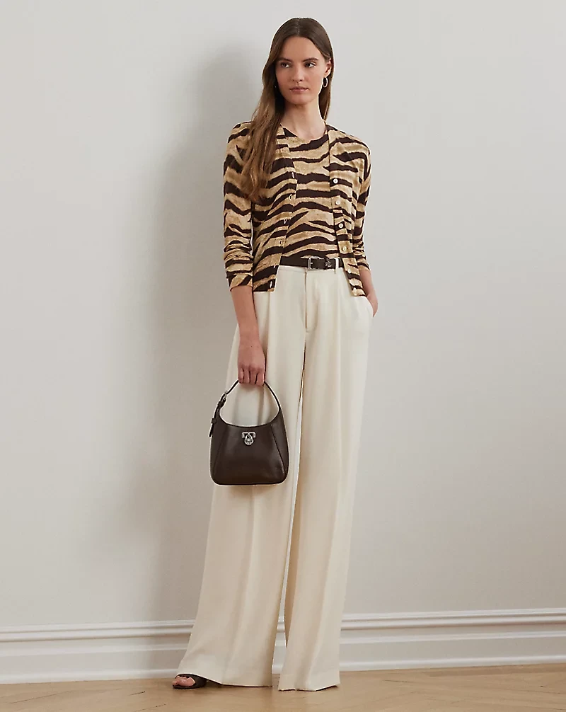 Zebra-Print Linen-Cotton Cardigan