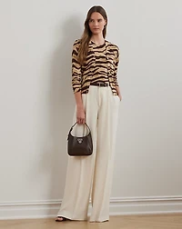 Zebra-Print Linen-Cotton Cardigan