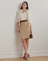Cotton-Blend Bouclé Pencil Skirt