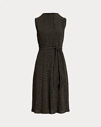 Geo-Print Belted Bubble Crepe Dress