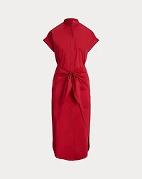 Tie-Front Cotton-Blend Shirtdress