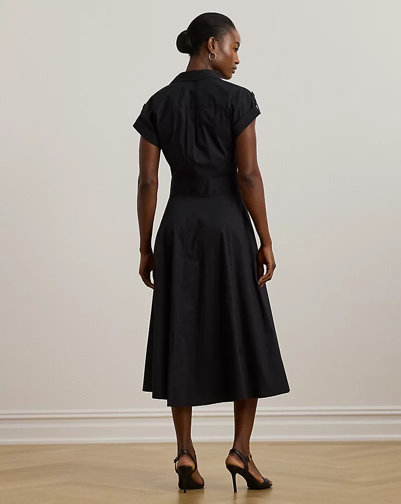 Buckle-Trim Cotton-Blend Shirtdress
