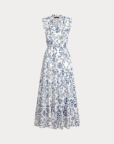 Floral Cotton Voile Tiered Maxidress