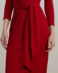 Tie-Front Cotton-Blend Crewneck Dress