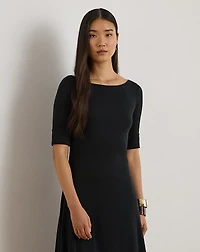 Rib-Knit Stretch Cotton Midi Dress