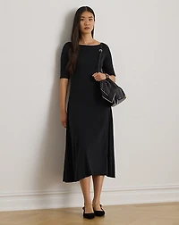 Rib-Knit Stretch Cotton Midi Dress
